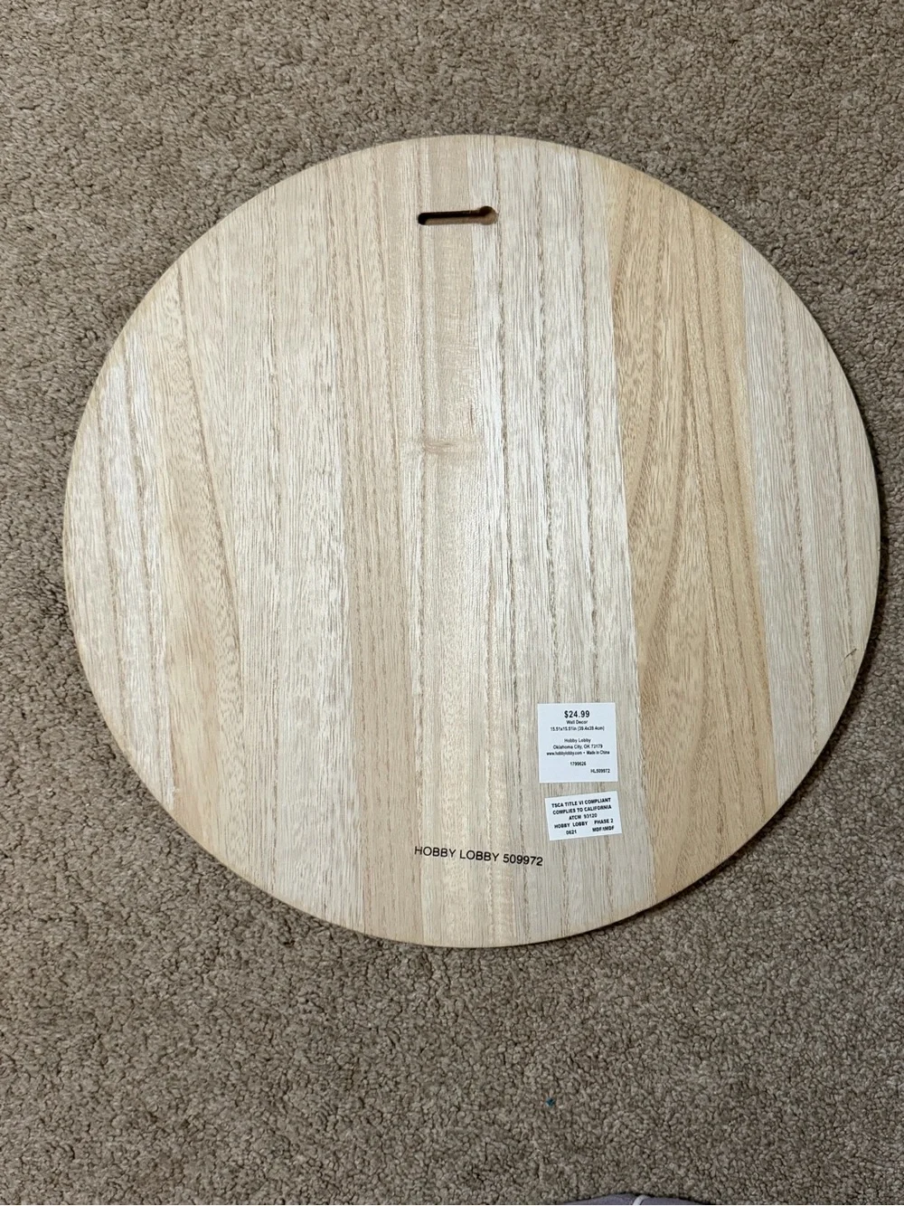 Hobby Lobby Round Wood 'Little Babe Cave' Sign in White and Natural